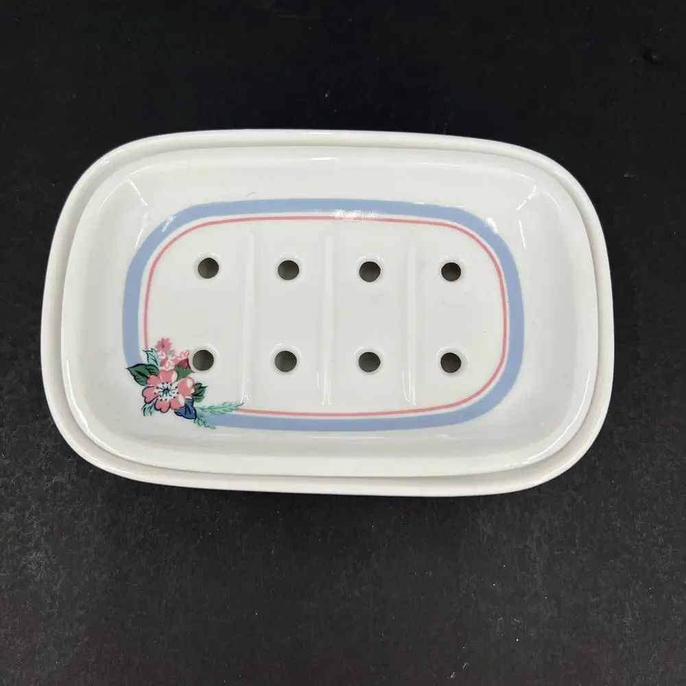 Vintage Laura Ashley ceramic soap dish in the Ashbourne pattern
